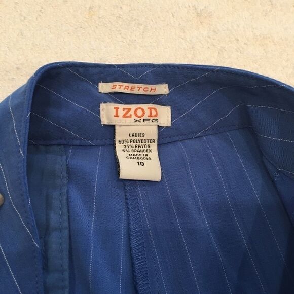 Izod blue white pinstripes size 10 stretch shorts - Picture 5 of 6